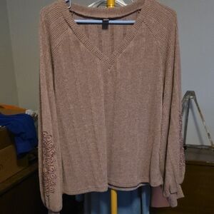 SHEIN Brown V-Neck Sweater